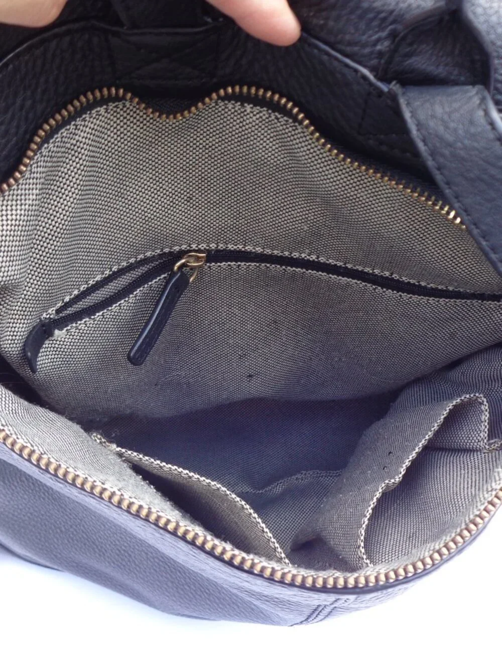 Vince Camuto Madox Black Backpack Genuine Leather Vertical Front Zip Pocket